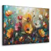 Bloemen - Verf - Kunst - Modern Textielframe zwart klein -3d