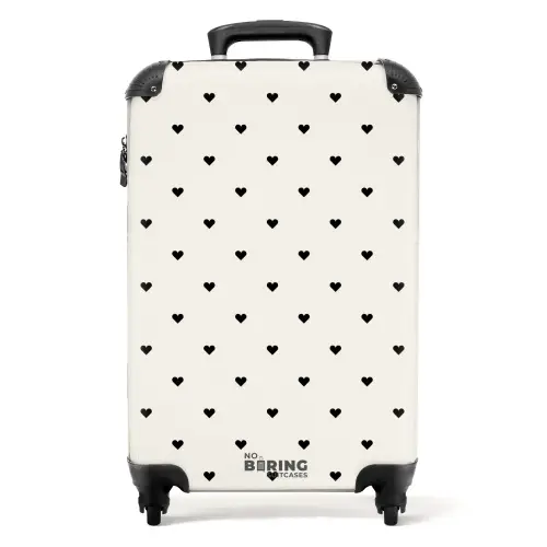 Valentijn hartjes rijen patroon zwart NBS - Handbagage koffer - Kinderen Unisex middel -productfoto_recht