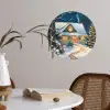 Kerst - Kerstboom - Winter - Huis - Sneeuw Wandcirkel behangsticker klein -sfeer3