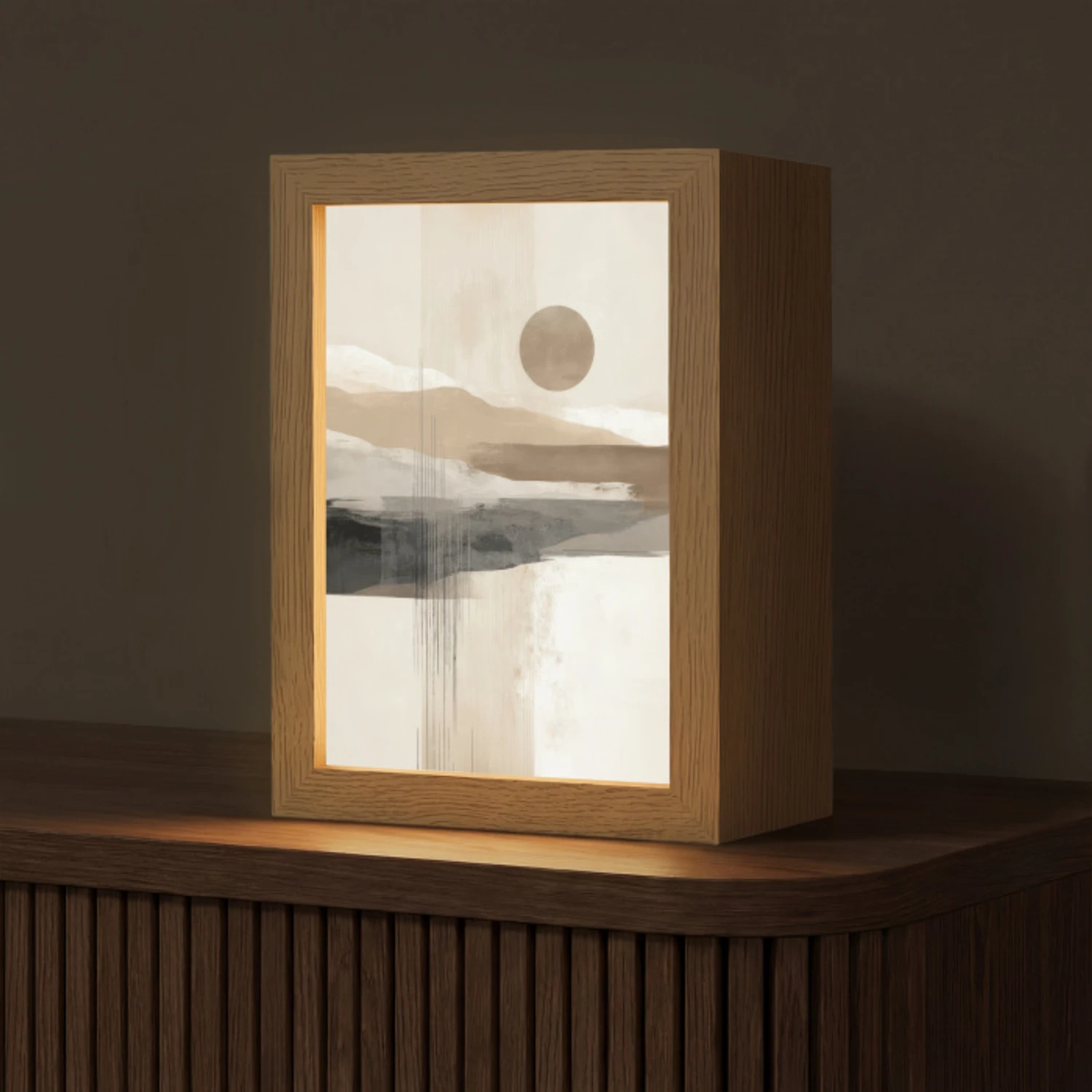 Minimalistisch - Landschap - Dimensie Light Box met kabel (Tafellamp) klein -z3d_website