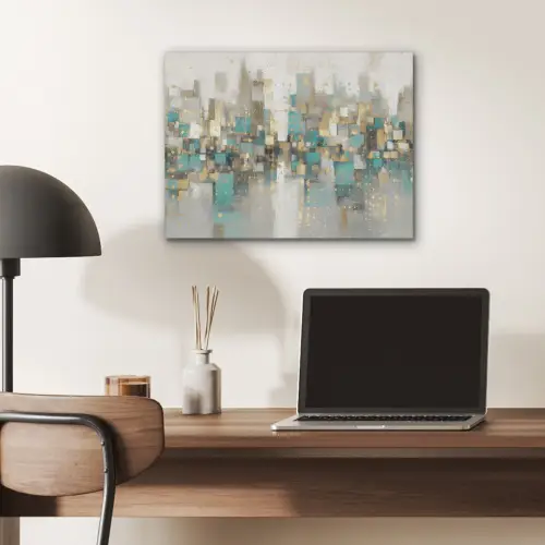Abstract - Blokken - Goud - Skyline PET vilt klein -sfeer5