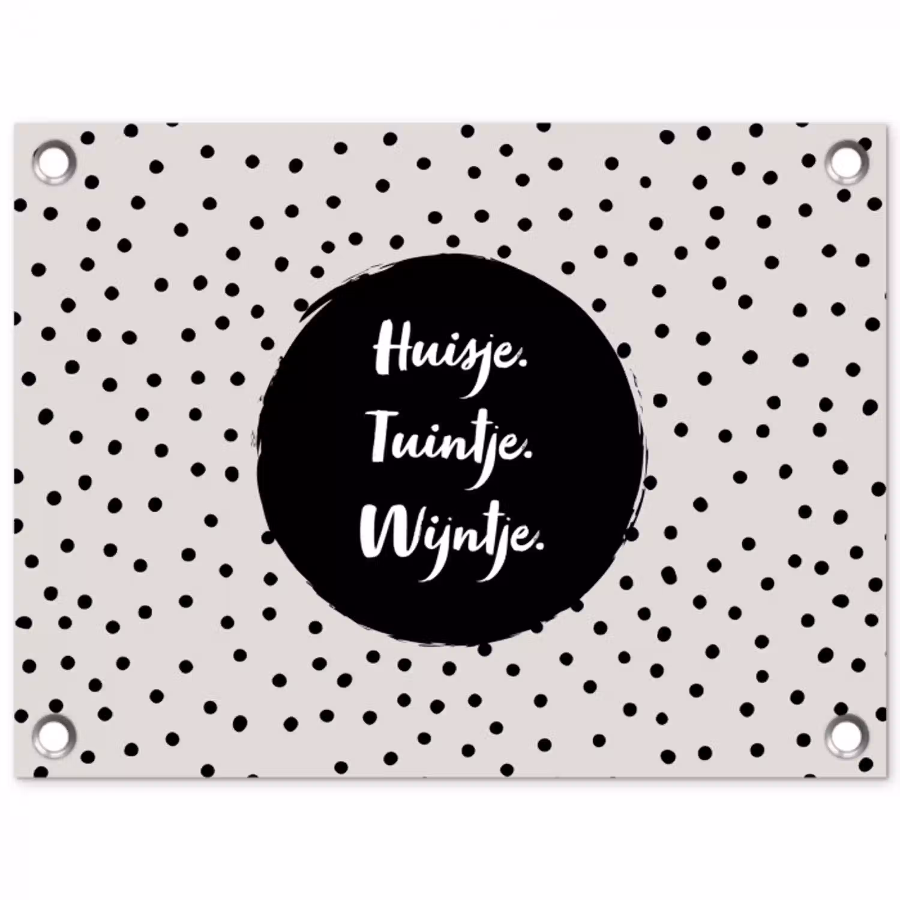 Huisje. Tuintje. Wijntje - Quotes - Tekst - Wijn - Tuin tuinposter los doek klein -3d