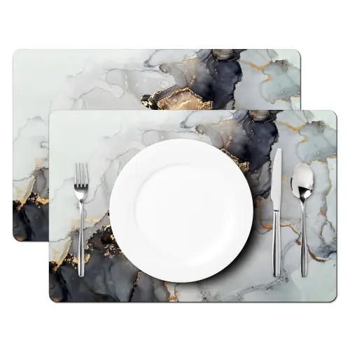 Zwart - Marmer - Luxe - Goud Placemat vinyl groot -zzsfeer2_Kitchenyeah-website