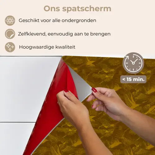 Goud - Vogels - Patroon keuken achterwand spatscherm klein 900 -spatscherm_NL