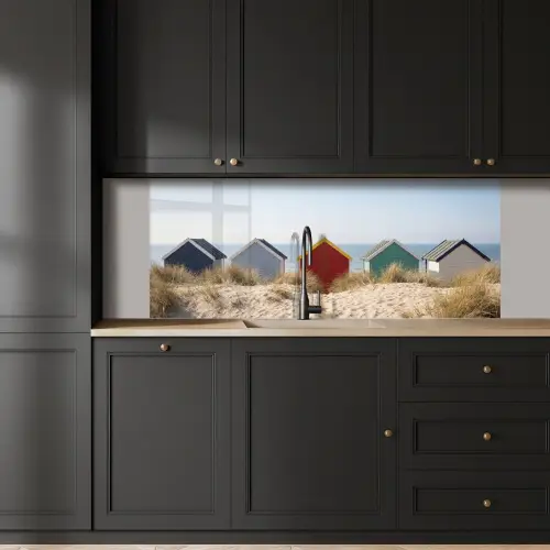 Strand - Huisjes - Kleurrijk - Duinen keuken achterwand 2 middel -sfeer1