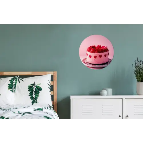 Taart - Hart - Roze Wandcirkel aluminium klein -slaapkamer