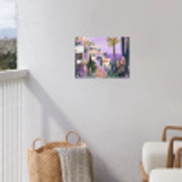 Huizen - Minimalistisch - Palmbomen - Kust tuinposter los doek klein -sfeer8