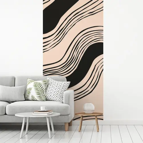 Golven - Zwart - Zandkleur fotobehang vinyl groot -woonkamer