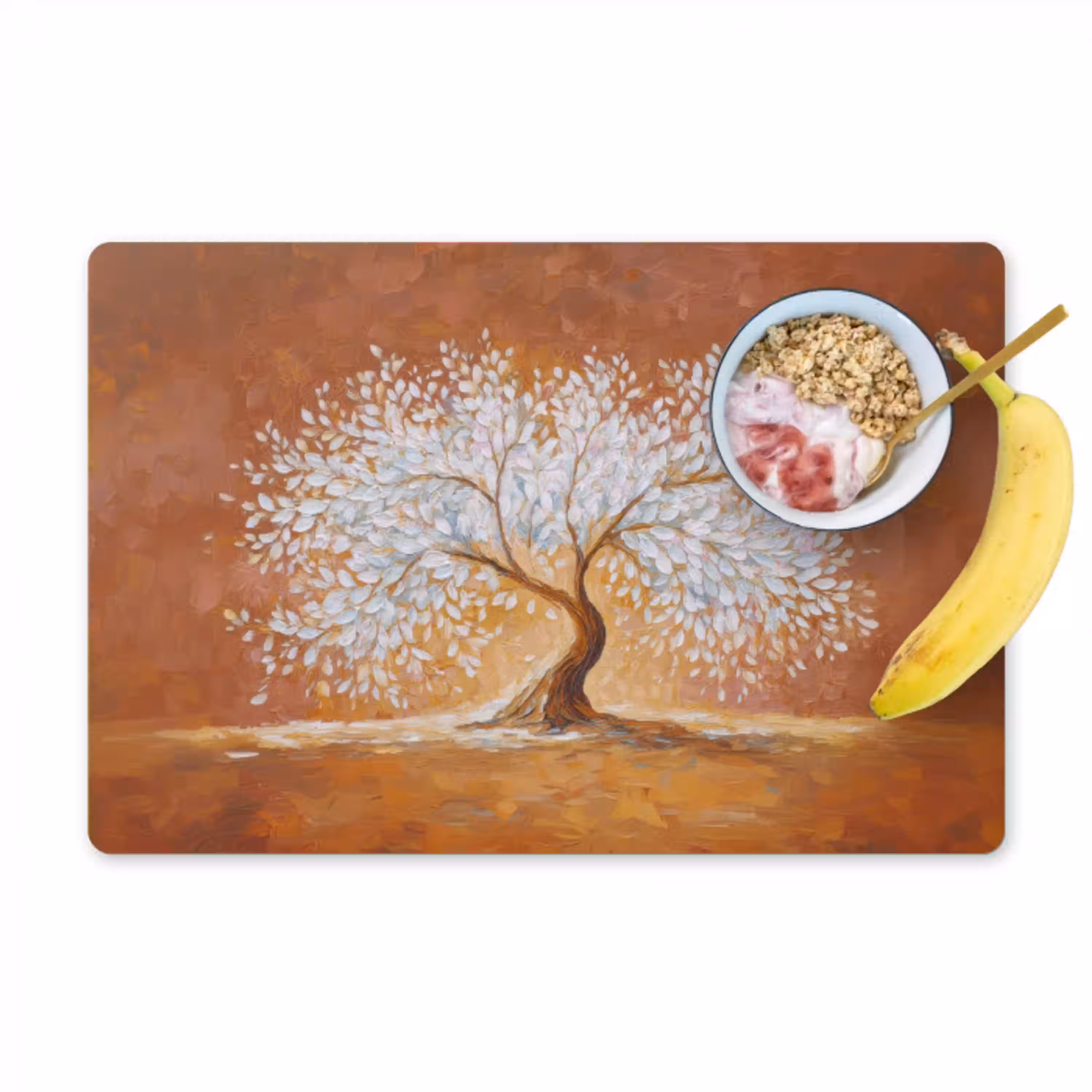 Abstract - Boom - Wit - Bladeren Placemat vinyl groot -zzzproduct_Kitchenyeah-website