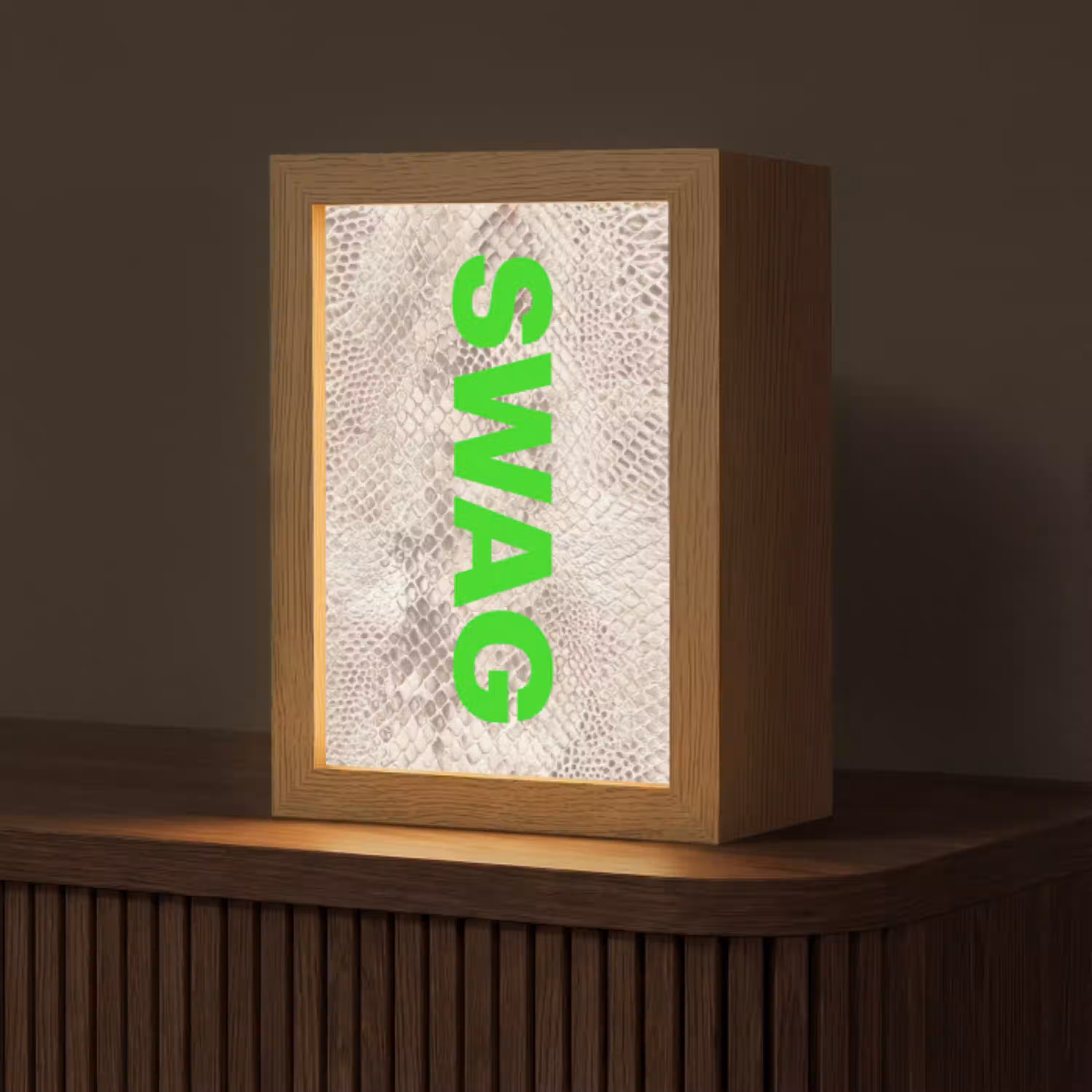 Slangenprint - SWAG - Neon - Groen Light Box met kabel (Tafellamp) klein -z3d_website