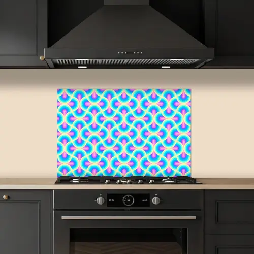 Cirkels - Neon - Bogen keuken achterwand spatscherm klein 900 -sfeer1