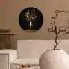 Goudbruine - Bladeren - Vaas - Herfstachtig Wandcirkel kunststof plaat 5mm dik klein -sfeer1