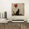 Street art - Kat - Ballon - Graffiti - Banksy aluminium wit klein -sfeer1