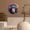 Graffiti - Chimpanzee - Street art - Koptelefoon - Aap Wandcirkel kunststof plaat 5mm dik klein -sfeer1