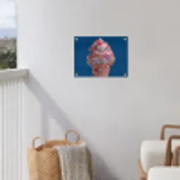 Ijsje - Hoorntje - Steentjes - Blauw tuinposter los doek klein -sfeer8
