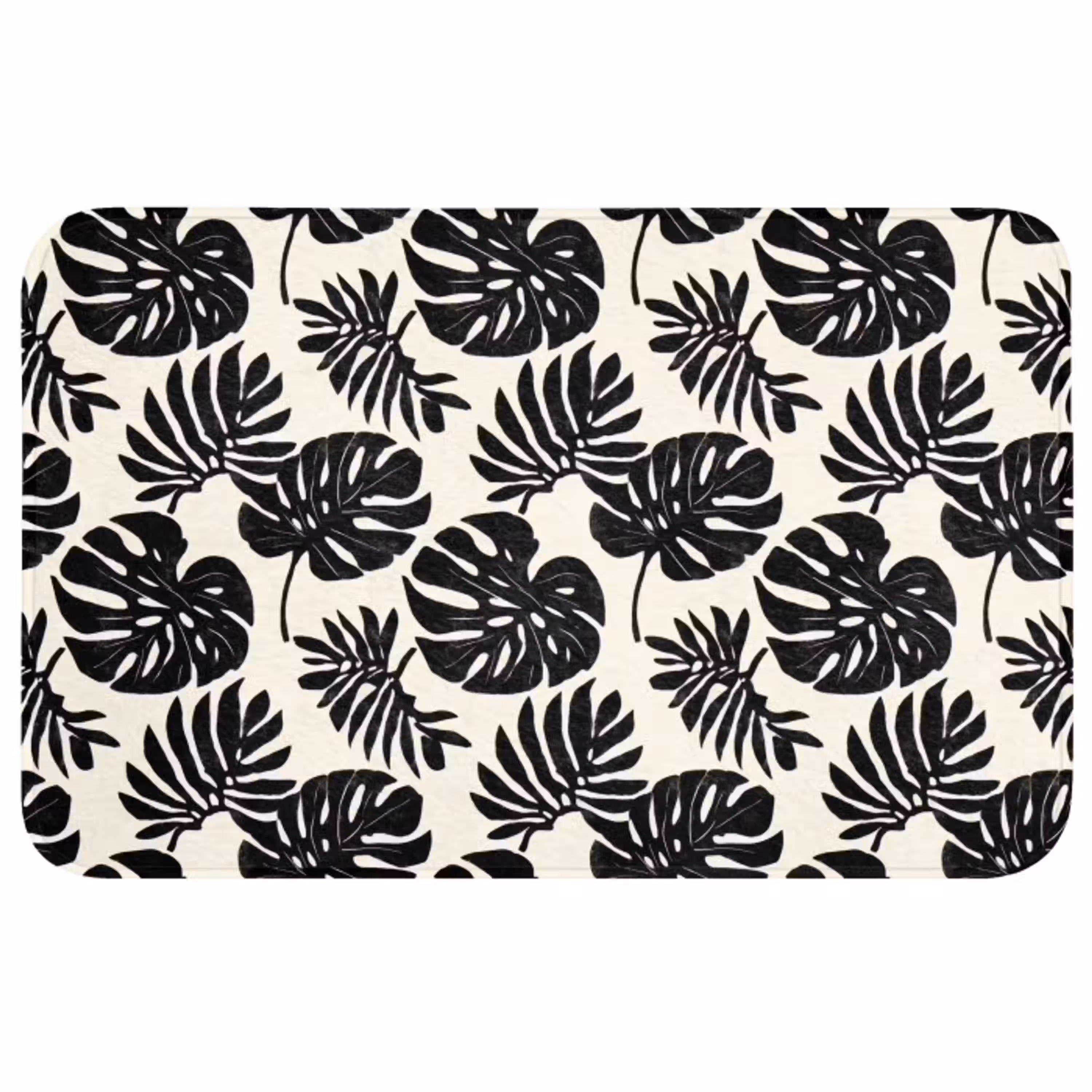 Modern - Monstera - Zwart Badmat middel 997 -3d