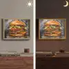 Burger - Eten - Kunst - Grijs - Graffiti Light Box met batterij (Wandlamp) middel -sfeer3