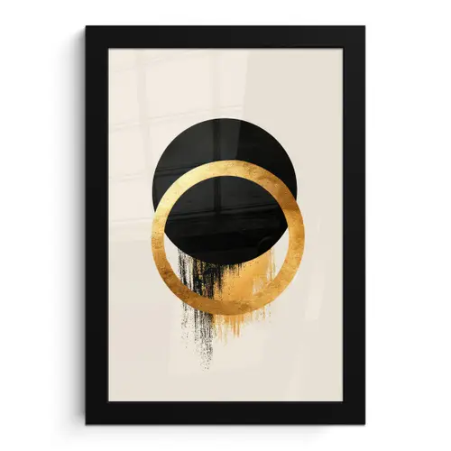 Abstract ontwerp - Zwarte cirkel - Verfvlekken fotolijst zwart zonder passe partout klein -3d