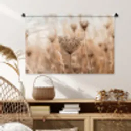 Schermbloem - Droogbloem - Winter - Beige - Minimalistisch Wandkleed katoen middel -sfeer5