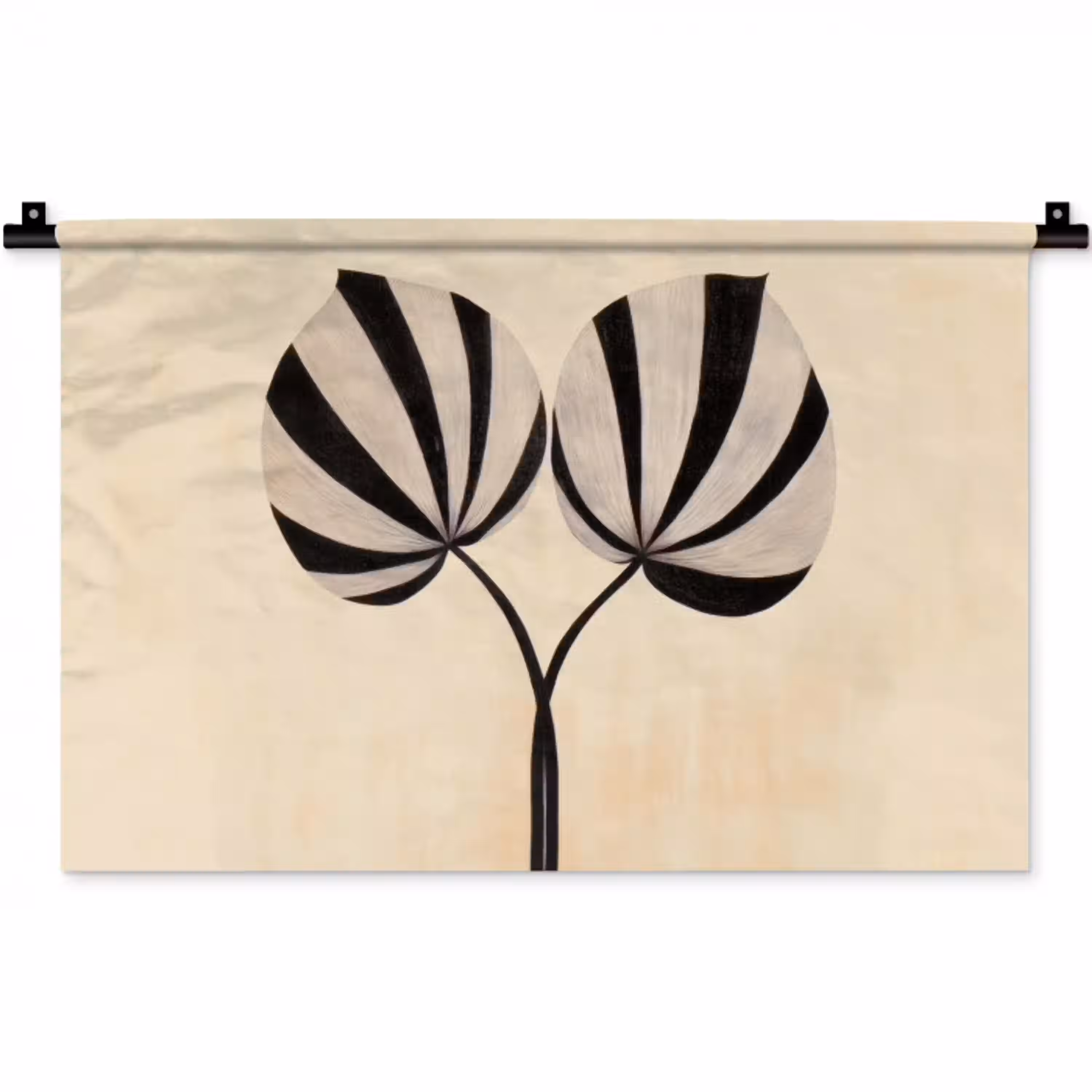 Bladeren - Gestreept - Stengel - Beige Wandkleed katoen klein -zz3d
