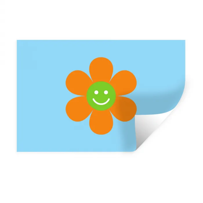 Bloem - Smiley - Kleurrijk Muursticker klein -3d