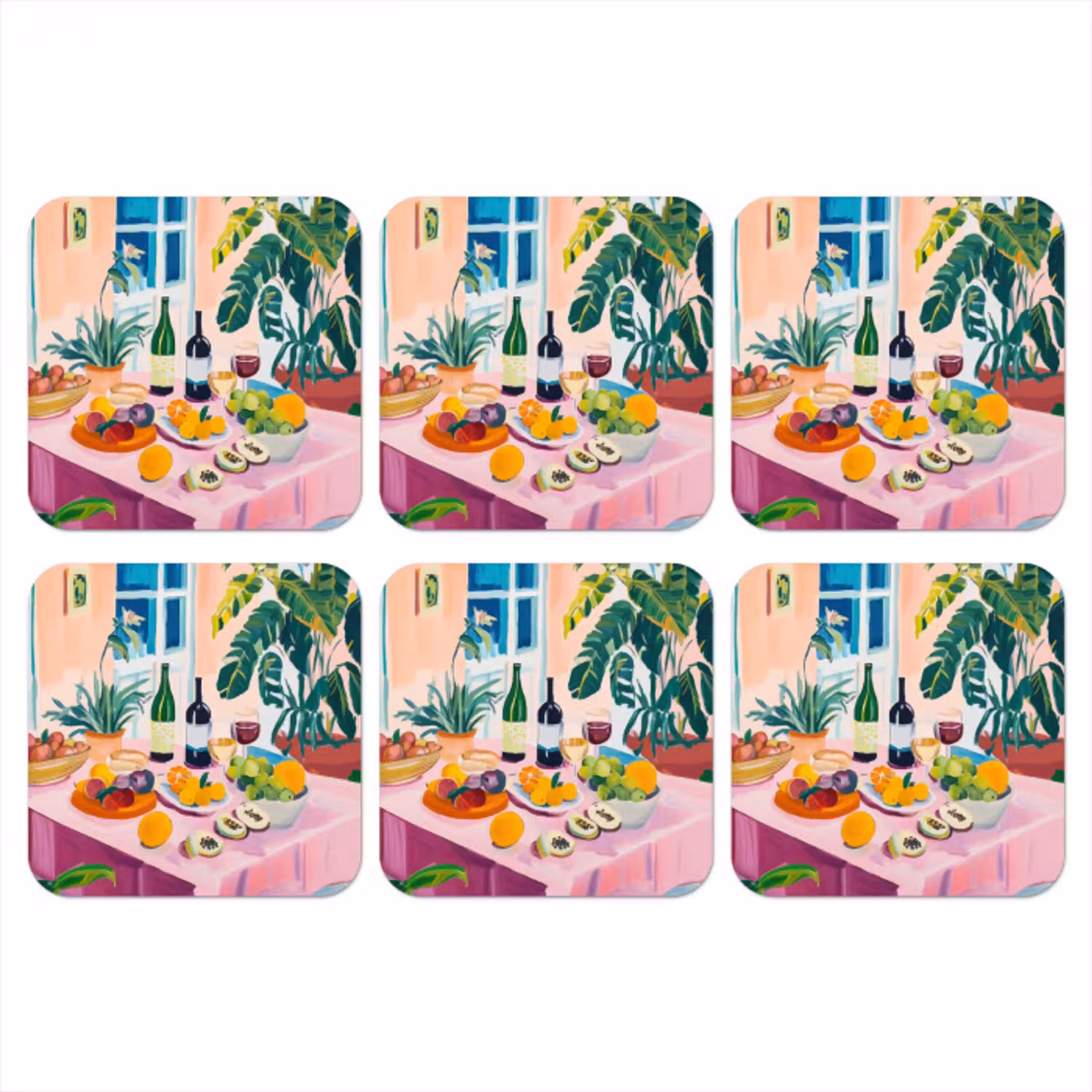 Tafel - Wijn - Fruit onderzetter kurk middel -3d