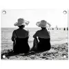 Vrouwen - Zonnehoed - Strand - Zwart - Wit tuinposter los doek klein -3d