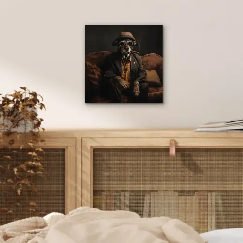 Hond - Sigaar - Hoed - Pak aluminium wit klein -sfeer3