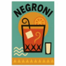 Cocktail - Negroni - Art - Sinaasappel poster papier klein -3d