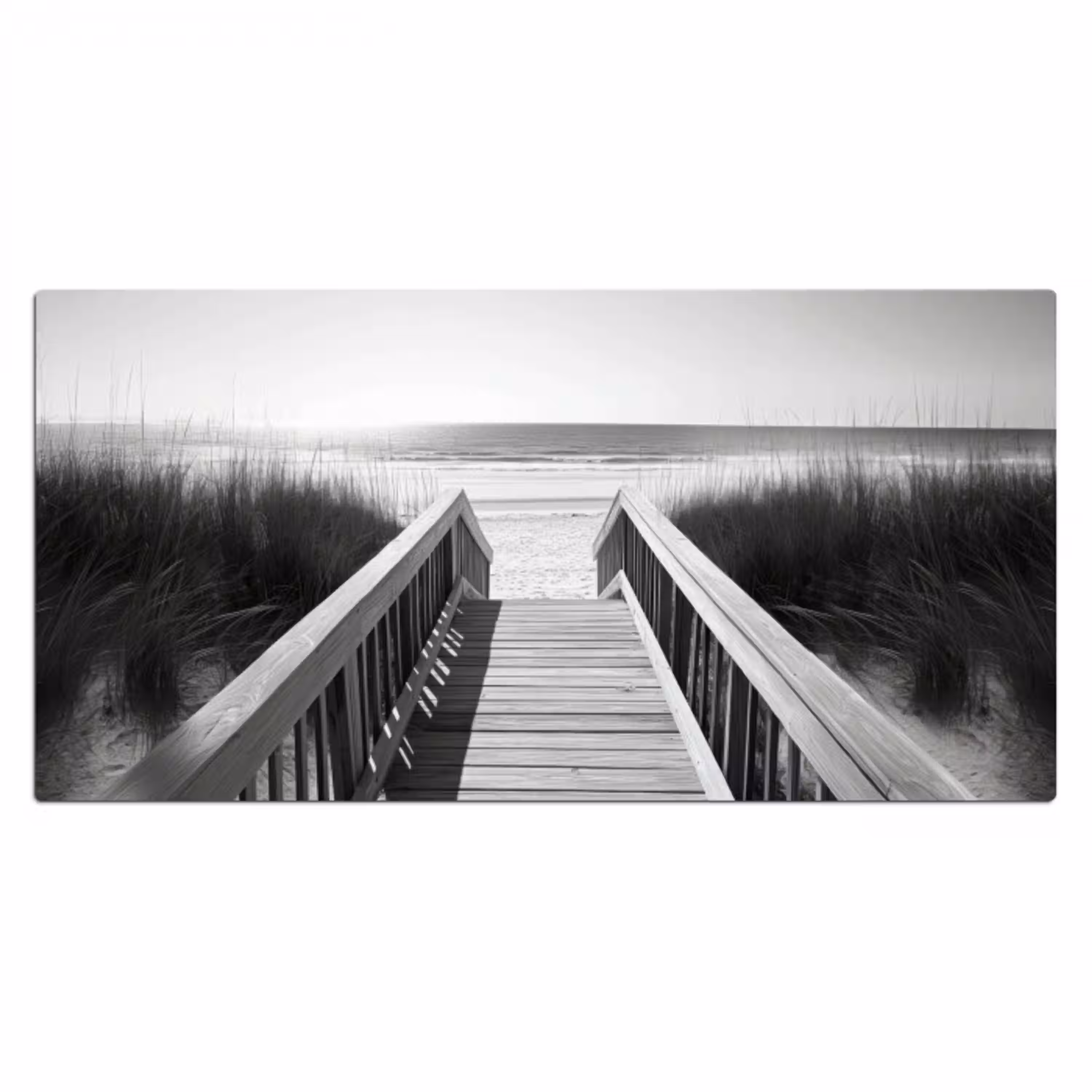 Loopbrug - Hout - Strand - Zee Muismat XXL klein -3d_leeg