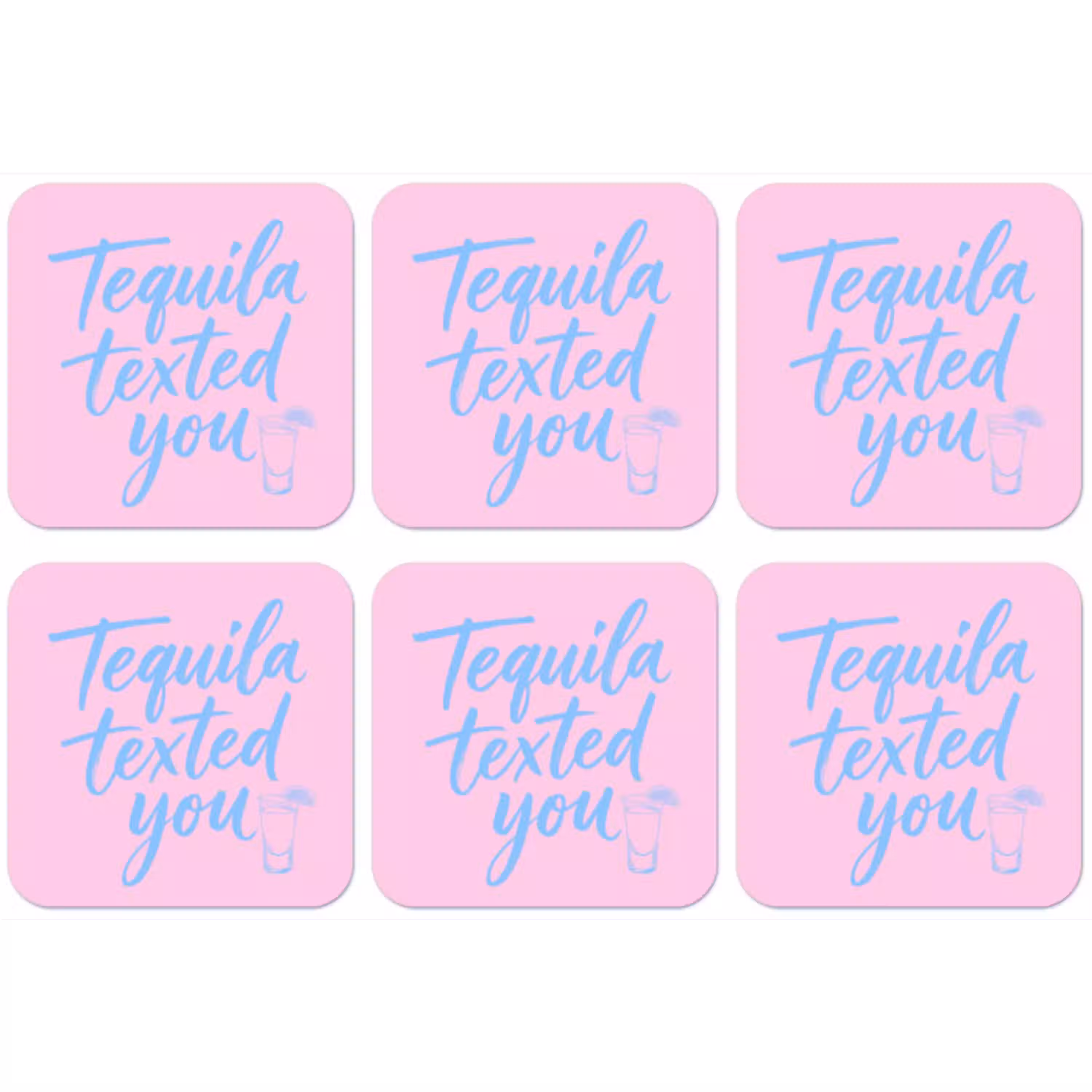 Tequila texted you - Roze - Blauw onderzetter kurk middel -zkaufland3dotto