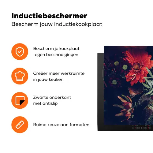 Boeket - Stilleven - Bloemen - Planten - Rood Inductie beschermer vinyl 3mm klein -zzzzzzz-td-ups