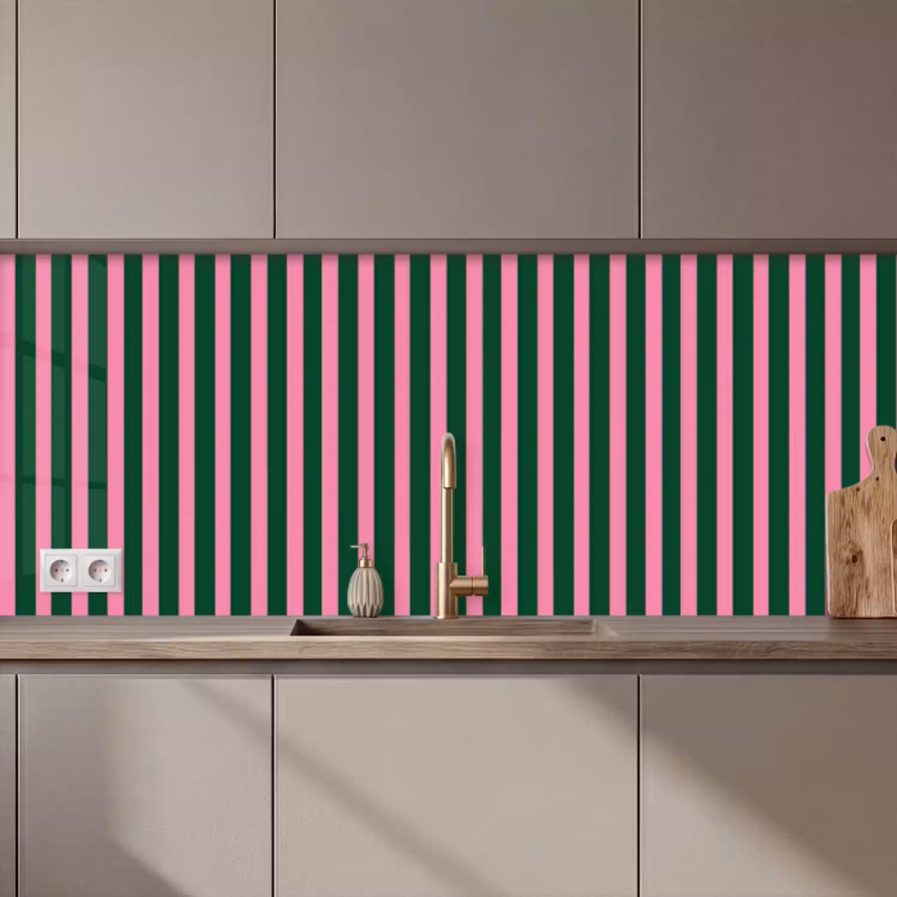 Verticale strepen - Groen - Roze keuken achterwand 2 middel 871 zz_3dshopping