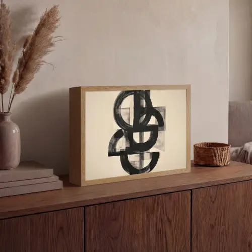 Cirkels - Lijnen - Vormen - Zwart Light Box met batterij (Wandlamp) middel -sfeer2