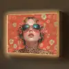 Vrouw - Kleurrijk - Dierenprint - Bloemen Light Box met batterij (Wandlamp) middel -z3d_website