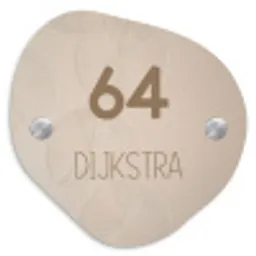 Beige reliëf lijnen - Modern Naambord Organisch klein -3d