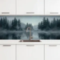 Bos - Meer - Mist - Natuur - Grijs keuken achterwand 2 middel -3d