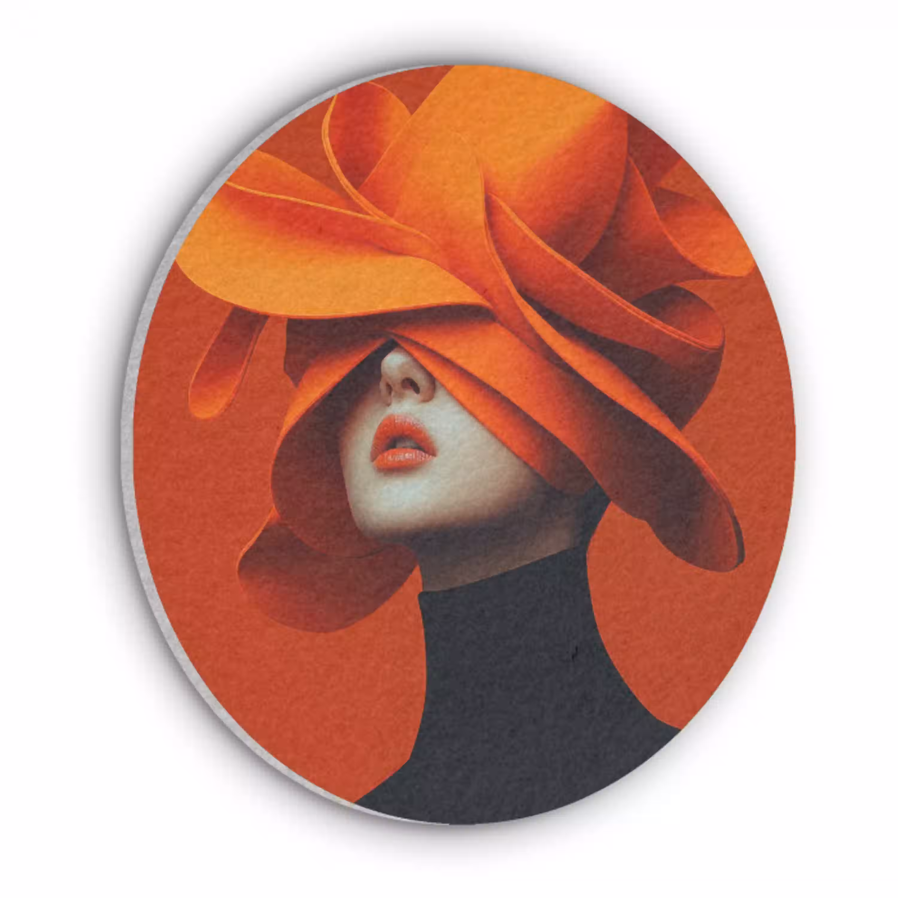 Oranje - Hoed - Vrouw Akoestische PET Vilt - Rond klein -3d