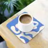 Minimalistisch - Organisch patroon - Blauw onderzetter kurk middel -sfeer5