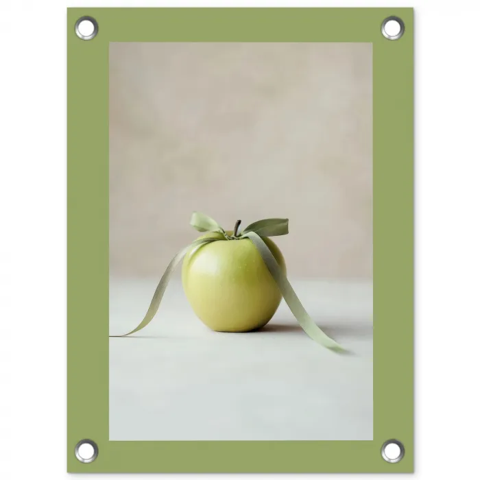 Groen - Appel - Strikje tuinposter los doek klein -3d