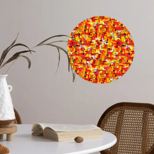 Abstract - Verf - Rood Wandcirkel behangsticker klein 186 -sfeer3