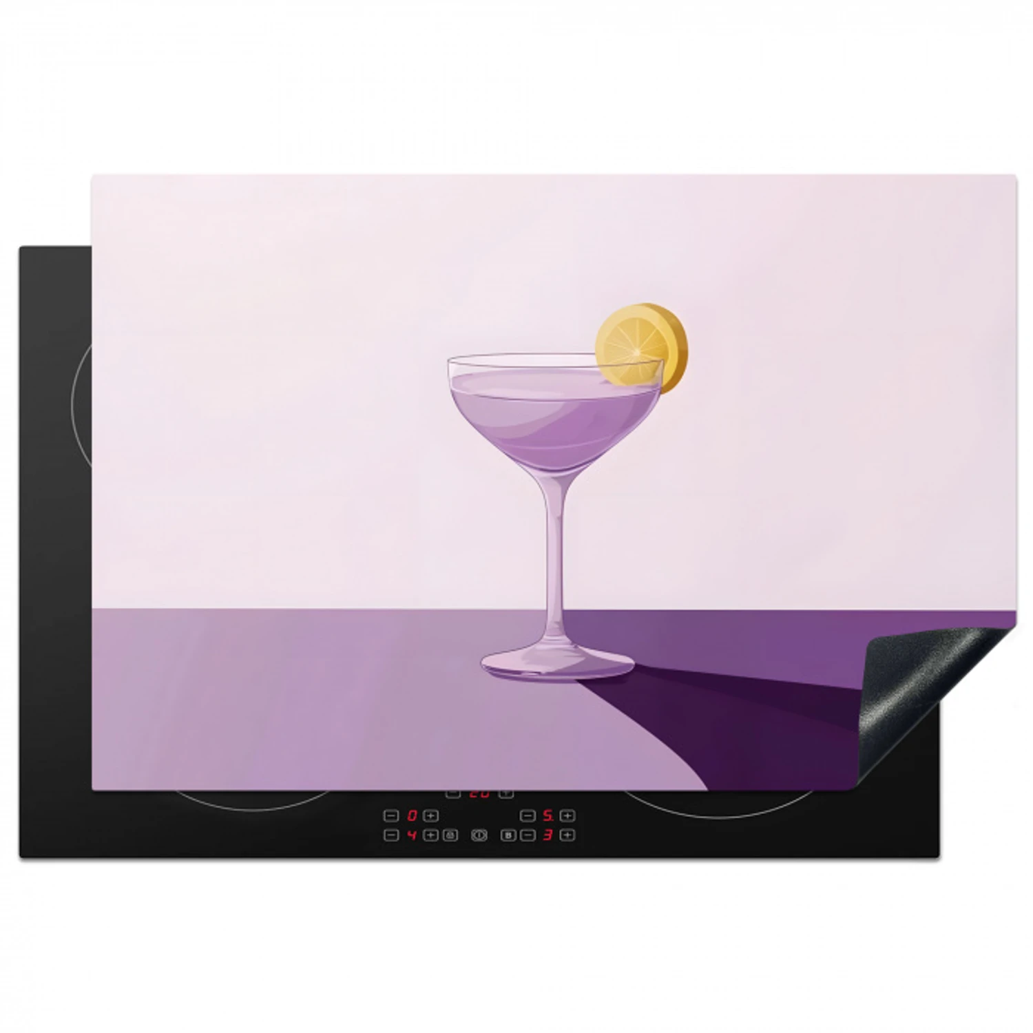 Cocktail - Paars - Minimalistisch - Citroen Inductie beschermer vinyl 3mm klein -3d