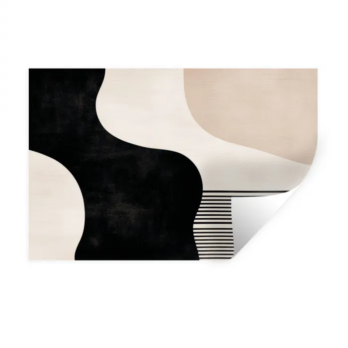 Abstract - Japandi - Beige - Modern Muursticker klein -3d