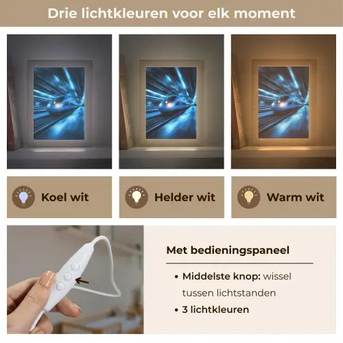 Trein - Blauw - Neon Light Box met kabel klein -USP_lichtkleurNL
