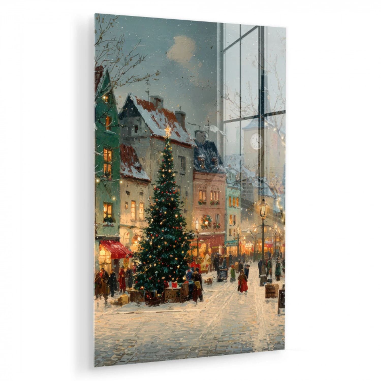 Kerstsfeer - Stadsplein - Kleurrijk plexiglas 5mm klein -zzzproduct_nieuw