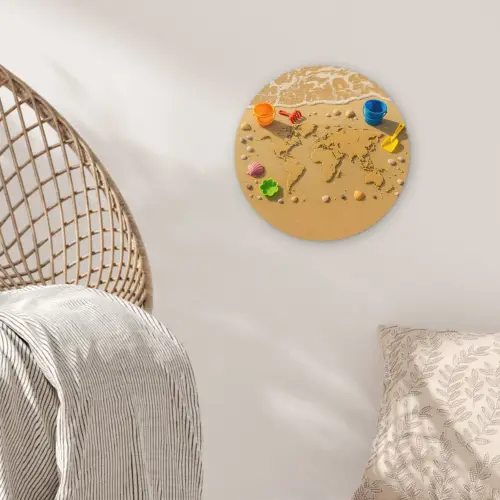 Wereldkaart - Zand - Kleurrijk - Zomer Wandcirkel plexiglas klein -sfeer5
