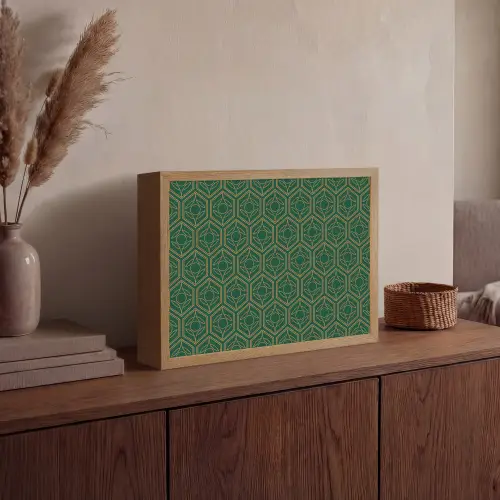 Geometrisch - Patroon - Groen Light Box met batterij (Wandlamp) middel 907 -sfeer2