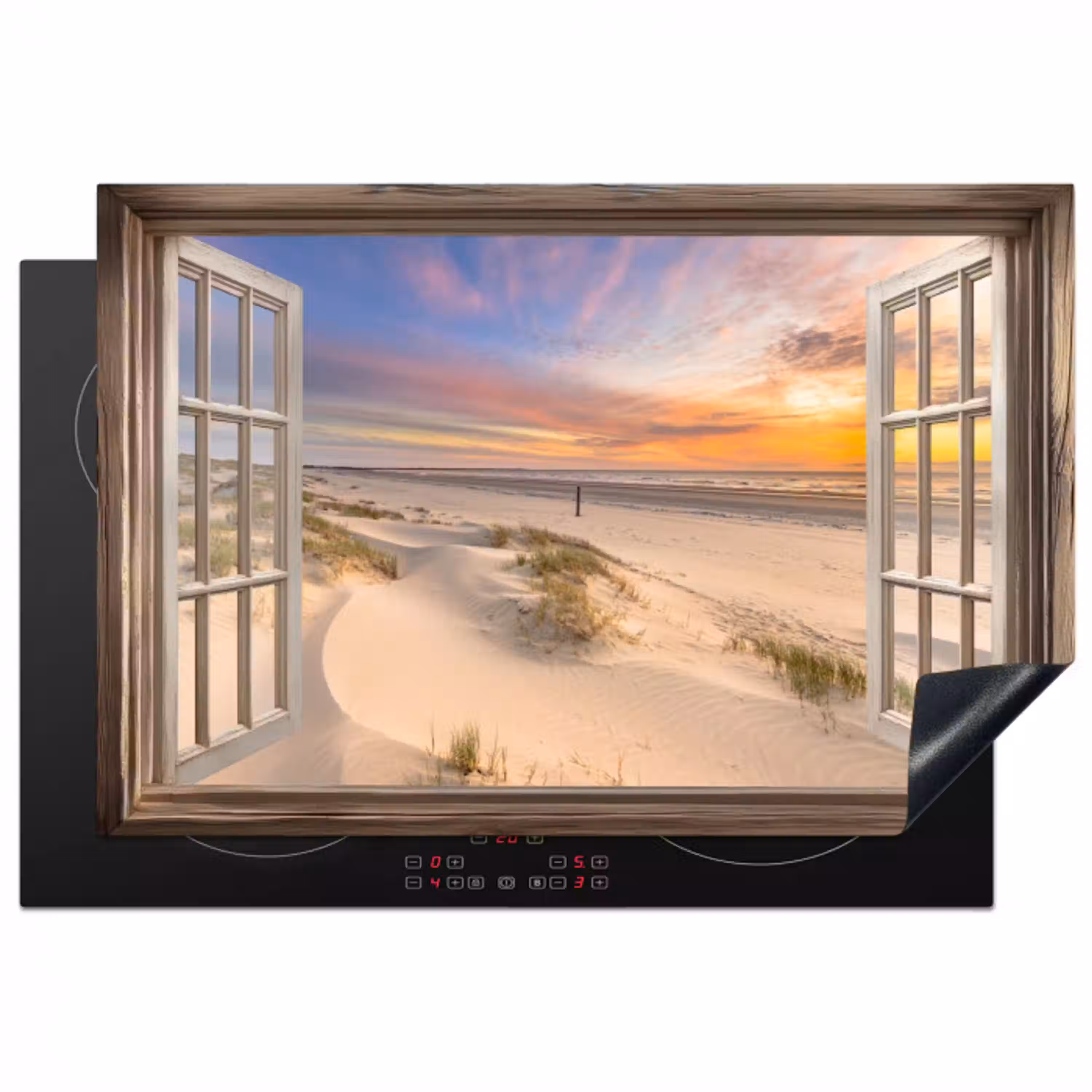 Doorkijk - Strand - Duinen - Natuur - Landschap Inductie beschermer vinyl 3mm klein -3d