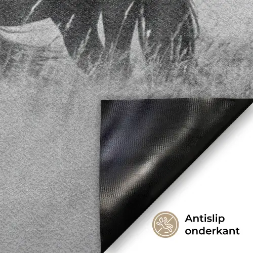 Paarden - Gras - Zwart - Wit Deurmat klein -antislip_NL