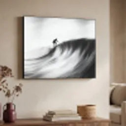 Surfer - Golf - Vervaagd - Zwart Textielframe zwart klein -sfeer3